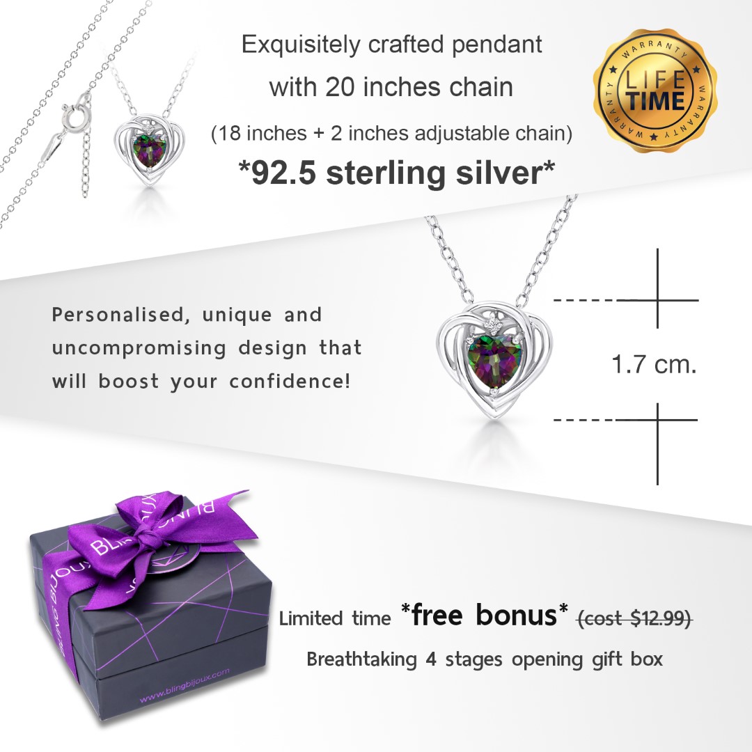【完売品】Lumignon original LL heart bijou T Mystic Topaz Gemstone & Cubic Zirconia Infinity Love Knot